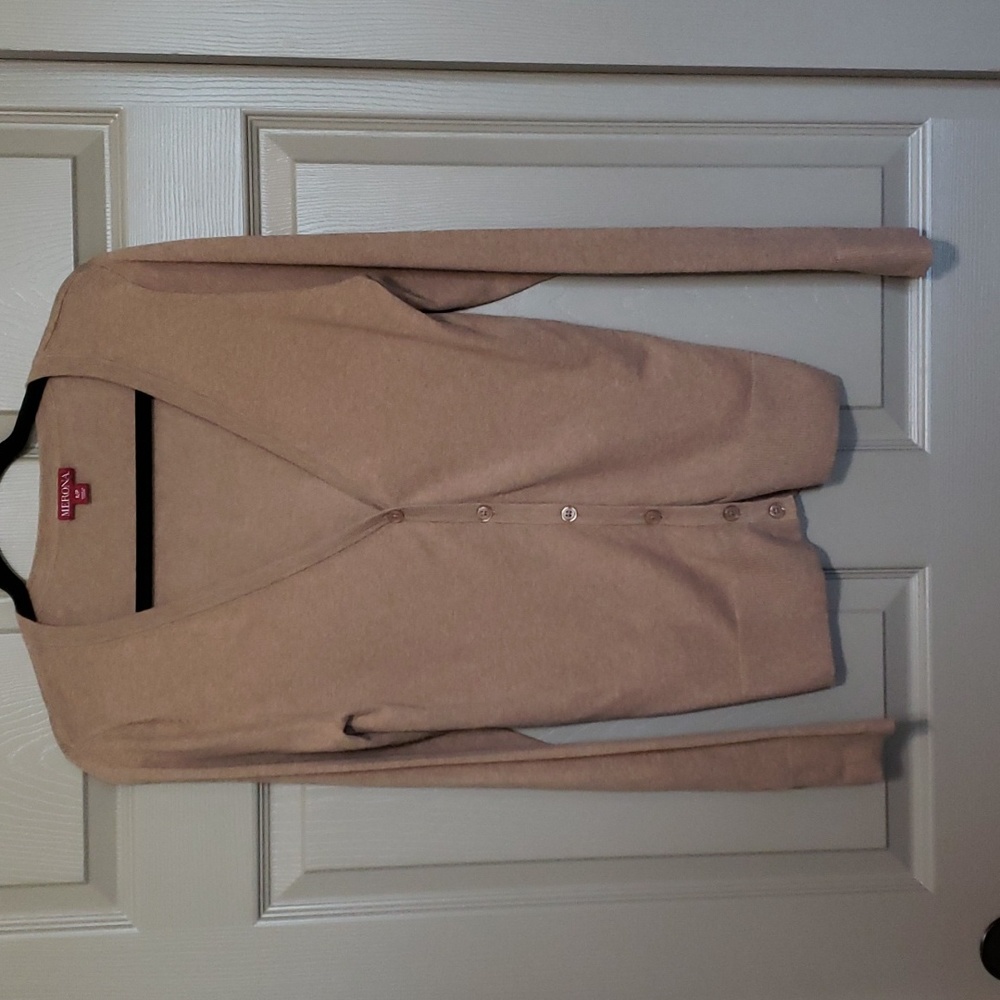 Merona camel soft lightweight button cardigan size small petite